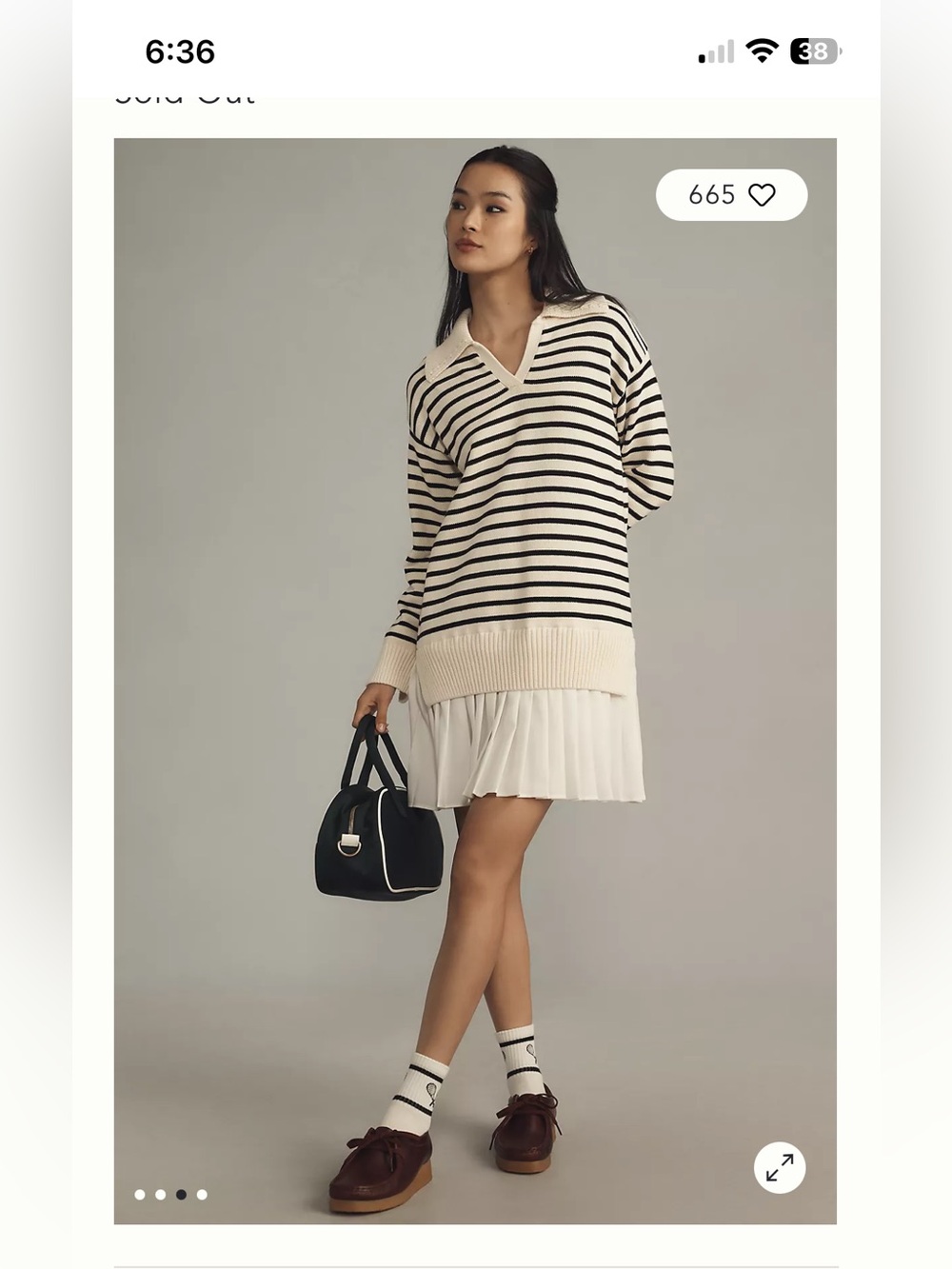 Anthropologie English Factory Twofer Polo Sweater Dress M Taupe and Cream